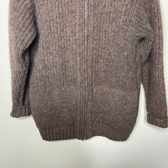 VNTG Inis Meain Chunky Thick Brown Zip Cardigan Irish Wool Sweater Men Sz 40 M - Picture 6 of 11
